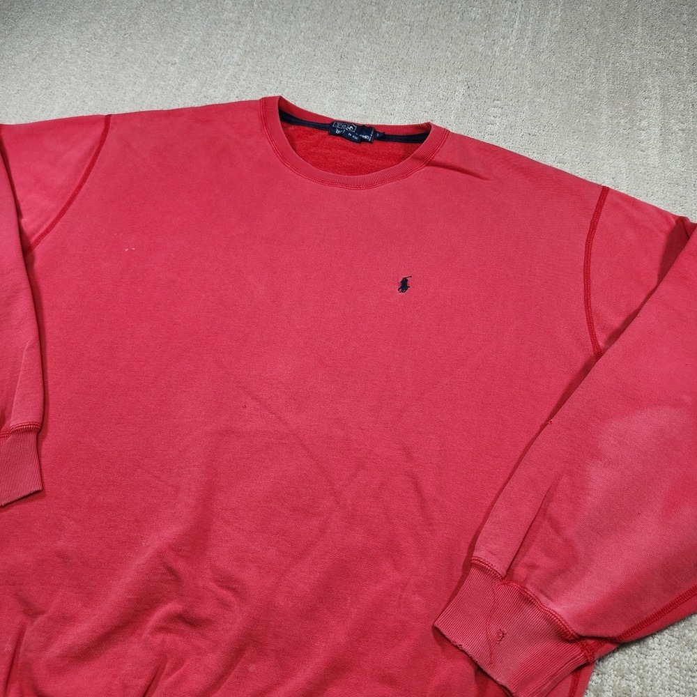 Vintage Polo Ralph Lauren Sweatshirt Men XL Red Crewneck Distressed 90s 80s